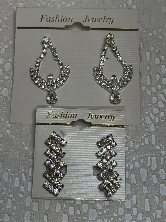 Fashion Jewelry Jewelry - Fashion Rhinestone Jewelry Clear Crystal Teardrop Cluster Earrings Set Pair NEW
